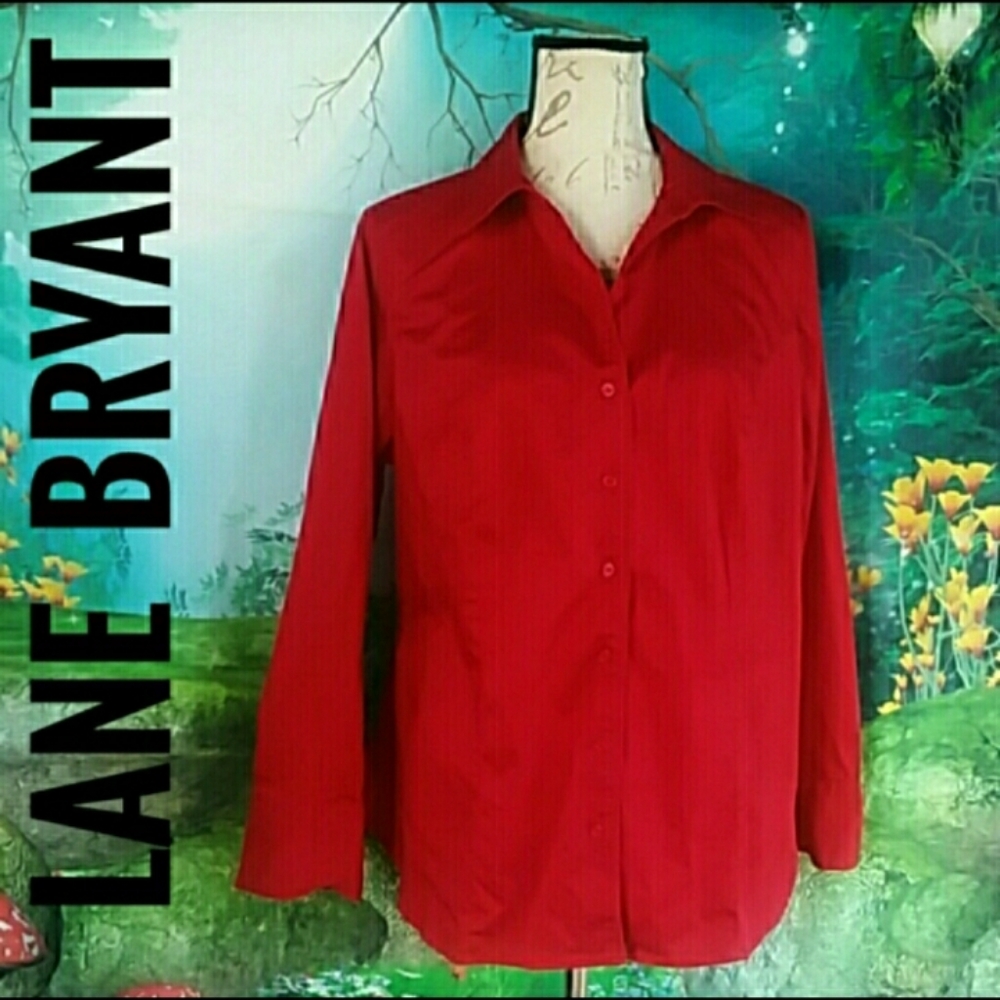 Lane Bryant Red Button Down Shirt